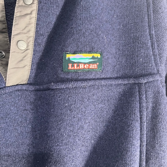 L.L. Bean Men's Deep Blue Zip Up Sweater - Picture 4 of 11